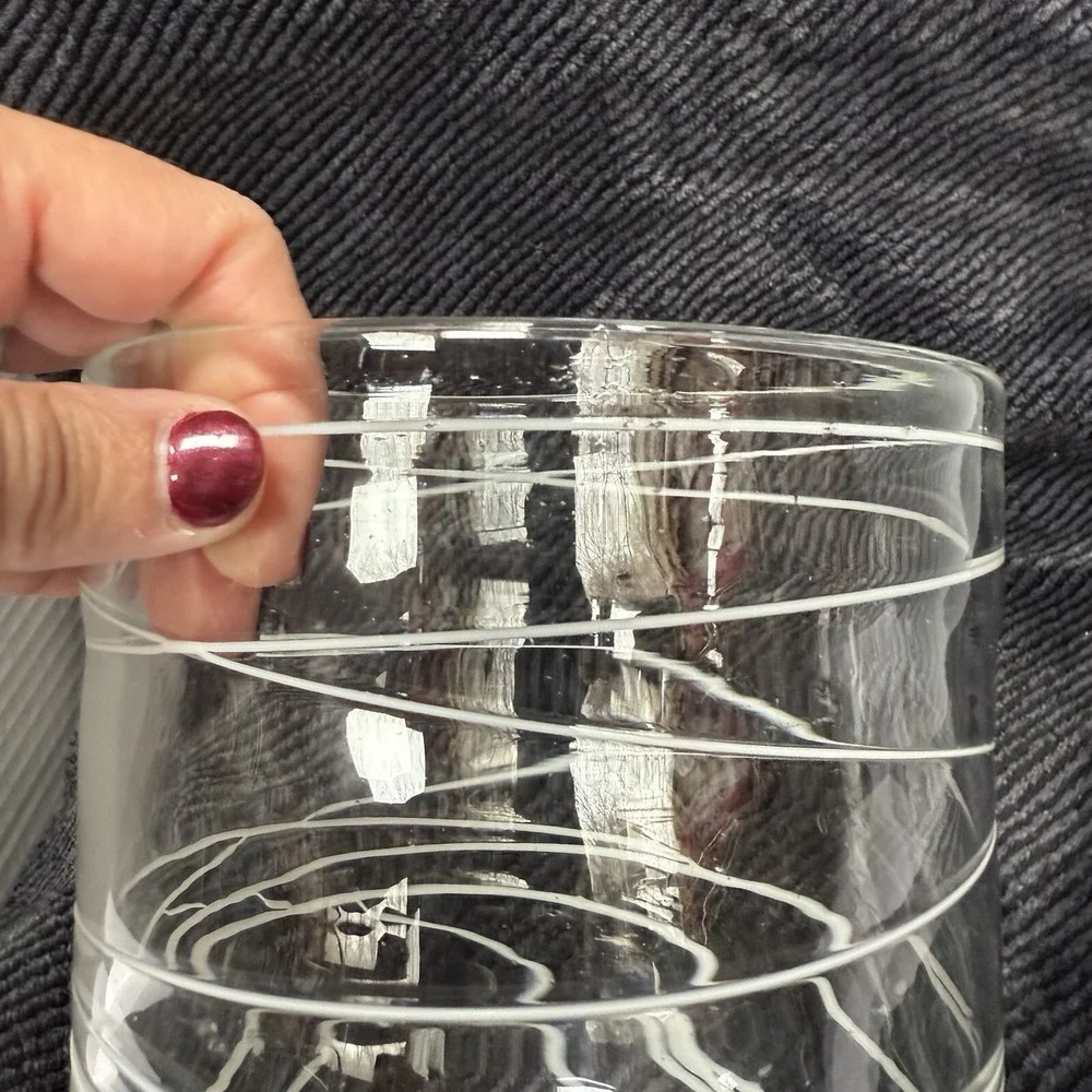 Blown Glass Clear Vase With White Modern‎ Design 5.75